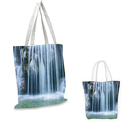 Waterfall Decor canvas messenger bag Massive Magnificent Cascaded Waterfall in Rain Forest with