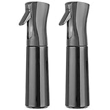 Hair Spray Bottle Empty Plastic Trigger Spray Bottle Refillable Fine Mist Sprayer Bottle 2 Pack 10oz /300ml for Hair Styling, Cleaning, Garden Continuous Water Mister (Black+Black)