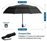 EEZ-Y Compact Travel Umbrella w/Windproof Double Canopy Construction - Auto Open/Close Button