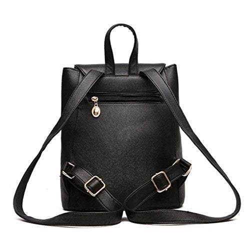 Spring Park Fashion Faux Leather Mini Backpack Girls Double Strap Shoulder Bag Purse, Girl's, Size: One size, Black