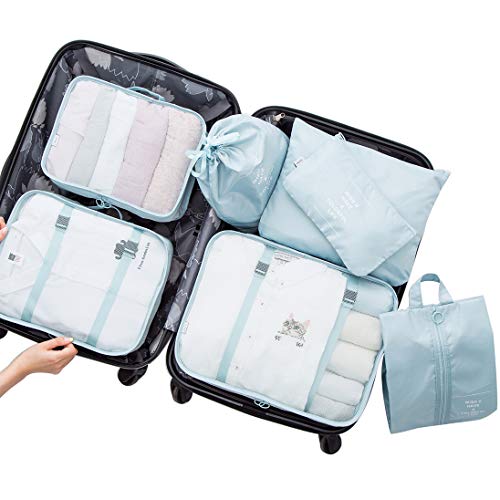 7 Set Packing Cubes for Suitcases,Packing Cubes with Shoe Bag