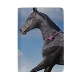 Leather Passport Cover Set Black Horse Grass Men Women Protector Case/Travel Wallet/ID Credit