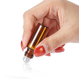 Olilia 5ml Amber Glass Essential Oils Roller Bottles with Stainless Steel Ball 12 Pack, Essential