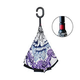 Reverse Umbrella Purple-Blue Mandala Windproof Anti-UV for Car Outdoor Use