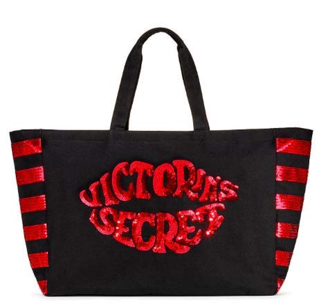 PINK - Victoria's Secret Duffle Bag Cotton Canvas Tote Large Zip Closure  Black - $36 - From Susan