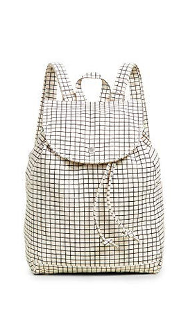 BAGGU Women's Drawstring Backpack, Natural Grid, Off White, Plaid, One Size