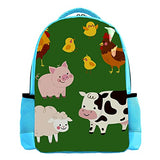 LORVIES Farm Animal Green Backpack Kids School Book Bags for Elementary Primary Schooler for Boys