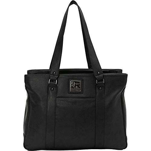 Triple Compartment Faux Leather Satchel - Black