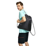 BeeGreen 2 Pieces 22.4"L x 18.1"W Drawstring Backpack Bags Bulk X-Large Sports Cinch Sack Gym String Bags Machine Washable Black