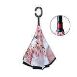 Reverse Umbrella Japanese Pink Beautiful Cherry Blossom Windproof Double Layer Folding Inverted