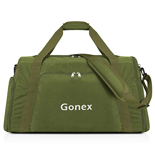 Gonex 60l Travel Duffle Bag Weekender Overnight Duffel Bag With Shoe Compartment Army Green 