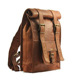 Urban Dezire Men's Leather Vintage Roll On Laptop Backpack Rucksack