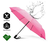 Repel Windproof Travel Umbrella with Teflon Coating (Pink)