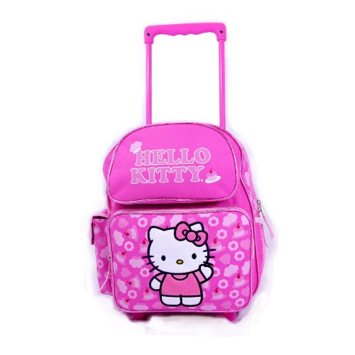HELLO KITTY Sanrio Girl’s Backpack Wheels Pull Handle Carry-On Travel  School Bag