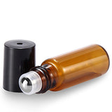 Olilia 5ml Amber Glass Essential Oils Roller Bottles with Stainless Steel Ball 12 Pack, Essential