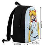 Girl and Boy Classic Anime Canvas Backpack School Bag Rucksack Bag Sai-Lor Mo-Ons Litttle Pocket Backpack(Black)