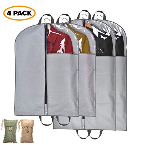 Garment Bag with Zipper, Clear Clothes Coats Cover Bags , Hanging Garment  Suits Dress Bags for Closet Storage or Travel 