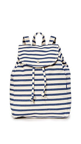 BAGGU Women's Drawstring Backpack, Sailor Stripe, Blue, One Size