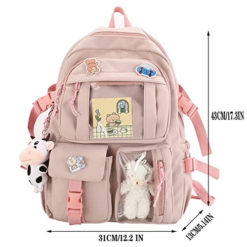 Backpack Combo for School, Cute Backpack for School with Kawaii Bear  Pendant