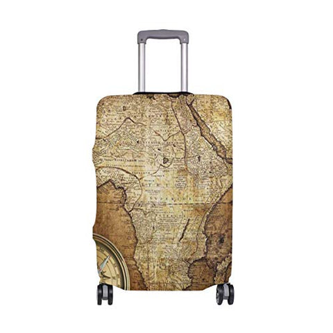 Luggage Cover Old Compass On Vintage Map Travel Case Suitcase Cover Bag Protector 3D Print Design