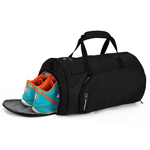 Large Sports Gym Bag for Men Women,Travel Duffel bag with Shoes  Compartment,Overnight Tote Bag Workout Bags for Gym Waterproof,Black
