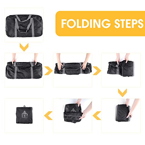 Foldable Duffle Bag 24 28 32 36 60L 80L 100L 120L for Travel Gym Sports  Lightweight Luggage Duffel By WANDF Black 60 Liter 24 inches (60 Liter)