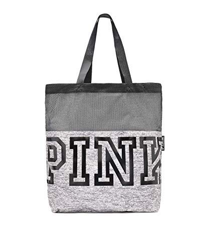 Victoria's Secret Pink Mesh 2 Piece Mini Tote Bag & Pouch Set Gray