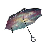 Reverse Umbrella Planet And Galaxy Windproof Double Layer Inverted Umbrella Anti-UV Protection with