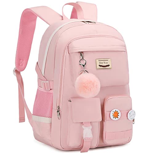 Hey Yoo Cute Backpack for School Backpack for Girls Backpack with Lunch Box  Bookbag Set Kids Backpacks for Teen Girls (Black)