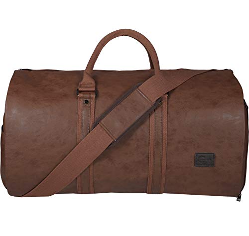  Leather Travel Bag with Shoe Pouch, Waterproof