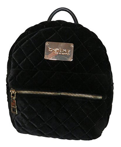 Bebe Maria Velvet Quilted Mini Backpack Black