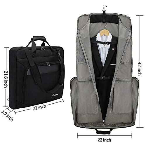 Modoker Suit Luggage Garment Bag with Shoulder Strap, Suit Carry on Bag  Hanging Suitcase Black Garment Bags for Men Women Business Travel