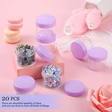 20 Pieces Round Pot Jars Plastic Cosmetic Containers Set with Lid for Liquid Creams Sample, 20 ml/ 0.7 oz (Purple Lid)