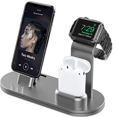 OLEBR Aluminum Alloy Charging Stand for iWatch 4 Watch Charging Stand for AirPods, iWatch Series