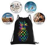 Hitamus Pineapple Drawstring Backpack Bag Lightweight Sport Gym Sackpack Waterproof Yoga Travel Cinch Sack for Men & Women