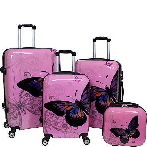 World Traveler Butterfly 2-piece Hardside Carry-on Spinner Luggage