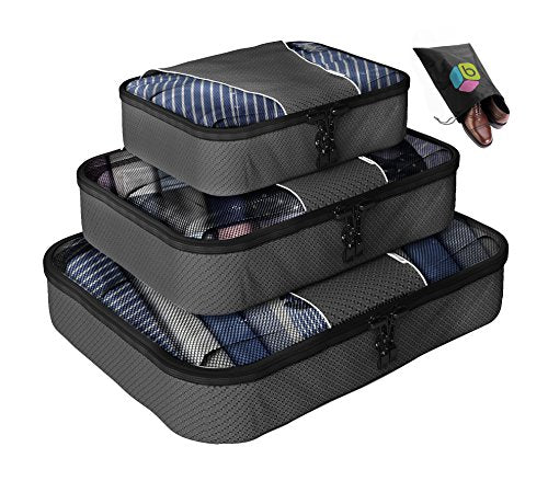 4pcs/set Portable Luggage Travel Storage Bag Suitcase Organizer Set extensible Packing Mesh Bags for Clothing Underwear Shoes,Packing Cubes, Size