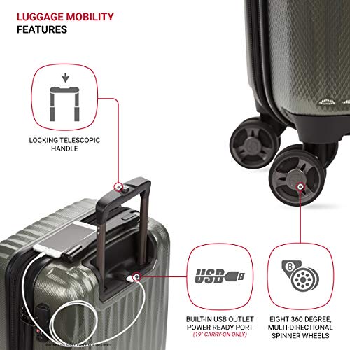 SWISSGEAR 7272 19 USB Energie Expandable Carry On Hardside Spinner Luggage  - Black