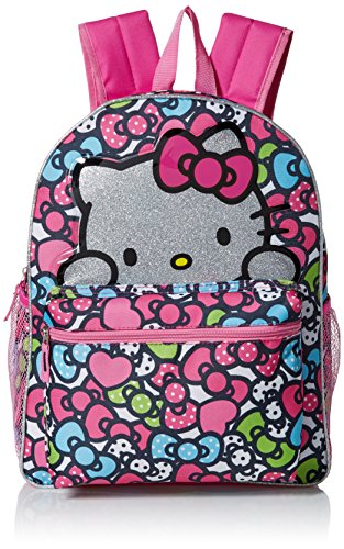 AI ACCESSORY INNOVATIONS Hello Kitty Girls 4 Piece Backpack Set, Iridescent  Flip Sequin 16 School Bag with 3D Features, Front Zip Pocket, Pink 
