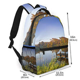 Multi leisure backpack,Lake View Fishing Countryside Themed With Tre, travel sports School bag for adult youth College Students