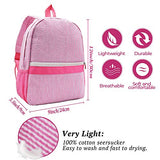 Seersucker Backpack Toddler with Pockets,Mini backpack for Preschool Kids,Kindergarten Kids Backpack(Pink)