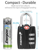 Tsa Approved Luggage Locks, Fosmon (4 Pack) Open Alert Indicator 3 Digit Combination Padlock