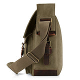 Kattee British Style Retro Unisex Canvas Leather Messenger Shoulder Bag Fits 14.7" Laptop (Army