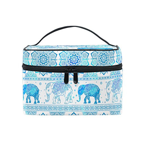 Makeup Bag Blue Paisley Elephant Travel Cosmetic Bags Organizer Train Case Toiletry Make Up Pouch