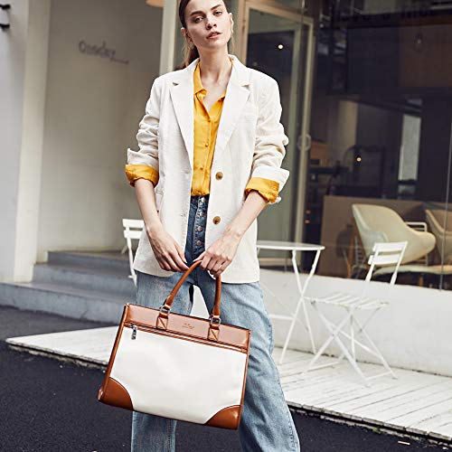 Women Oil Wax Leather Briefcases Slim Large Business 15.6 Laptop Vintage Shoulder Bag | Cluci, Oil Wax Brown