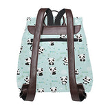 Cartoon Panda Bamboo Women's Genuine Leather Backpack Bookbag School Shoulder Bag