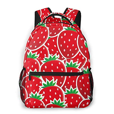 Multi leisure backpack,Strawberry Themed Botany Seeds Yummy Food Org, travel sports School bag for adult youth College Students