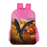 Gibberkids Kid Fantasy Dragon Fire Cool School Backpack Bookbag Boys/Girls For 4-15 Years Old Pink