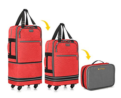 Biaggi Zipsak Boost Carry-On Suitcase - Compact Luggage Expands 22-Inches to 28-Inches - As Seen on Shark Tank - Red