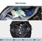 Travel Gym Bag for Women, LANBX Tote Bag Carry on Luggage Sport Duffle Weekender Overnight Bags with Wet Pocket (Large, Black-Large)